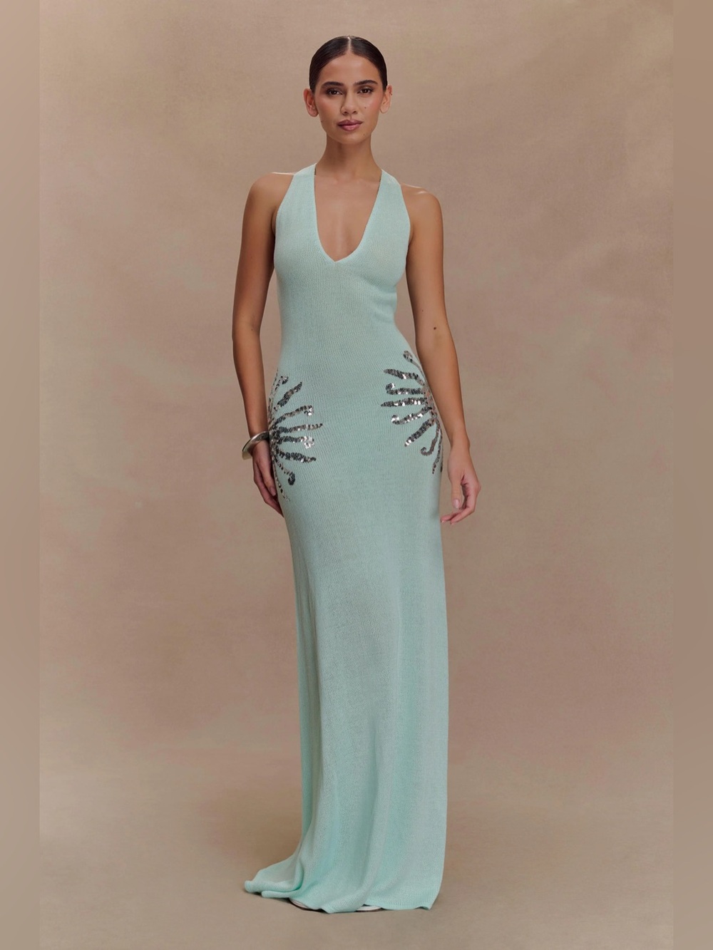 MESHKI Ellington Knit Maxi Dress With Sequin Lagoon